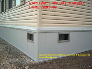 Rapid Wall insluated mobile home skirting cited & discussed at InspectApedia.com mobilehomeoutfitters.com 