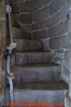 Rope handrail in stone tower stairwell, Goodrich Castle, Ross on Wye, Hereford, U.K. (C) Daniel Friedman