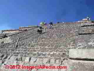 Wide stone steps with rope handrailign at the Pyramids of Mexico City (C) 