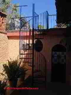 Circular stairway, San Miguel de Allende, Mexico © D Friedman at InspectApedia.com 