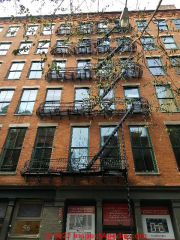 New York city fire escape (C) Daniel Friedman at InspectApedia.com