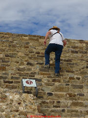 Steep climb up ancient stairs in Oxaca (C) Daniel Friedman at InspectApedia.com