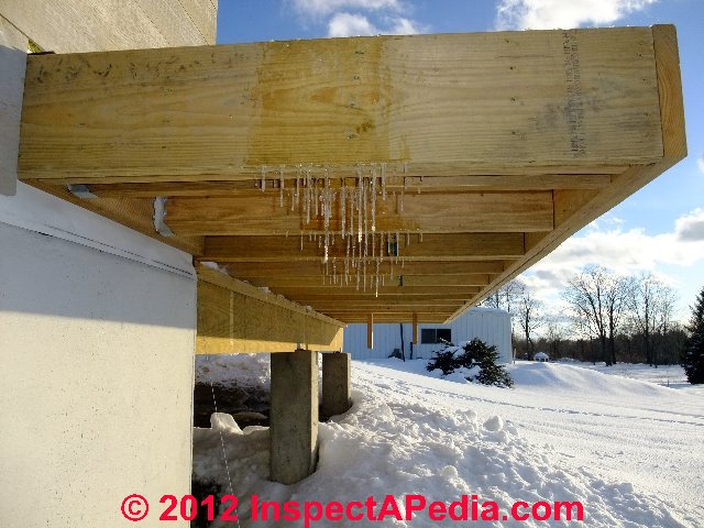 Roof drip onto deck forms ice (C) Daniel Friedman