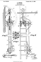 Vieregg's 1898 Fire Esacape Patent cited & discussed at Inspectapedia.com