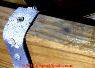 Water marks on joist or truss upper edge (C) InspectAPedia.com CB