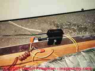 Condensate tray overflow switch © D Friedman at InspectApedia.com 