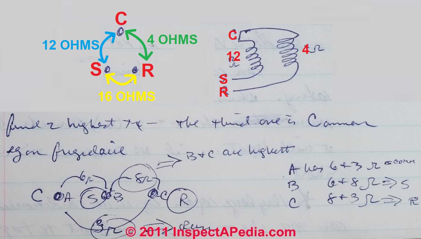 Single Phase Capacitor Start Capacitor Run Motor Wiring Diagram from inspectapedia.com