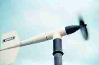 Fan blade anemometer measuring wind speed - Wikipedia creative commons