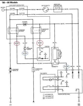 Car air conditioner wiring schematic at InspectApedia.com