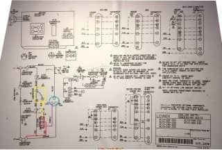 Lennox XC15 Condenser Unit Wiring Diagram (C) InspectApedia.com  showing capacitor connections