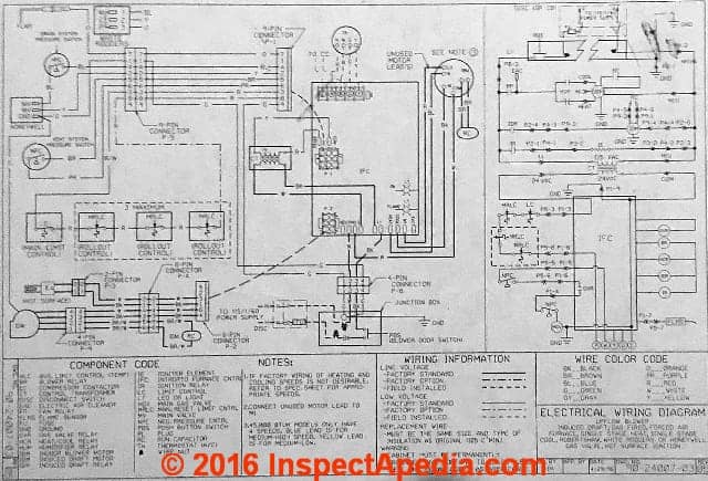 Rheem AHU wiring diagram typical at InspectApedia.com