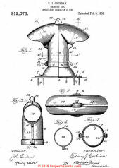 Cochran's T-shaped chimney top, patented Feb 9 1909 US Pat No 912,076 cited & discussed at InspectApedia.com