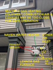 improper venting for gas appliances (C) InspectApedia.com Allen