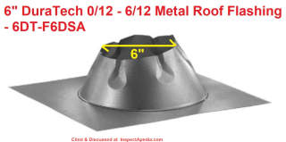 6 inch  DuraTech 0/12 - 6/12 Metal Roof Flashing - 6DT-F6DSA cited & discussed at InspectApedia.com