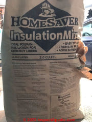 HomeSaver chimney insulation mix to be poured into the chimney around the new stainless steel liner (C) InspectApedia.com A Church