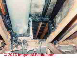 Moorpark CA chimney chase & shroud fire, fake UL label (C) InspectApedia Stephen Werner