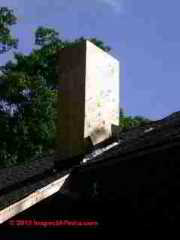 Wood chimney chase at rooftop © D Friedman at InspectApedia.com 