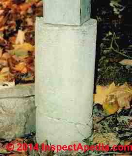 Cracked concrete support column below a deck (C) Daniel Friedman