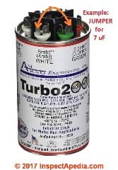 AmRad Turbo 200 allows multiple choices of capacitor MFD outputs (C) InspectApedia.com