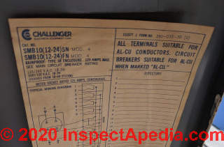 Challenger elecgrica panel with bus burnout (C) InspectApedia.com