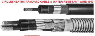 Circlesheath armored cable, 1960 advertisement in Electrical Engineering Magazine (C) InspectApedia.com