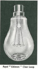 65 W Clear Ediswan lamp (bulb) from the company's 1948 catalog - at InspectApedia.com