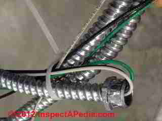 BX electrical wire armored cable (C) Daniel Friedman at InspectApedia.com