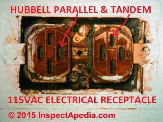 Antique electrical receptacle (C) InspectApedia.com