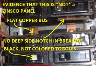 Detail of Frank Adam copper bus not-Zinsco electrical panel (C) InspectApedia.com Transue