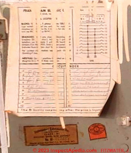 Frank Adams electrical panels in Satelitte Beach Florida Condominium constructed in 1964, (C) InspectApedia.com doublescope Inspections