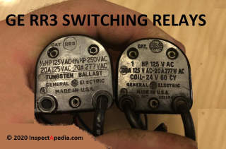 GE RR3 relay choices and substitutions on a lighting circuit (C) InspectApedia.com Melcher