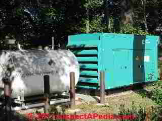 Commercial backup electrical power generator © D Friedman at InspectApedia.com 