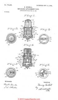 Hubbell plug patent 774,250  in 1904 - at InspectApedia.com