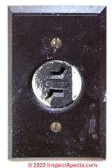 1940 L shaped electric receptacle (C) InspectApedia.com Joseph E