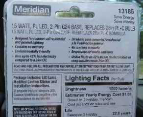 LED G24 installation instructions - photographed at a Home Depot Store, Poughkeepsie NY- Daniel Friedman