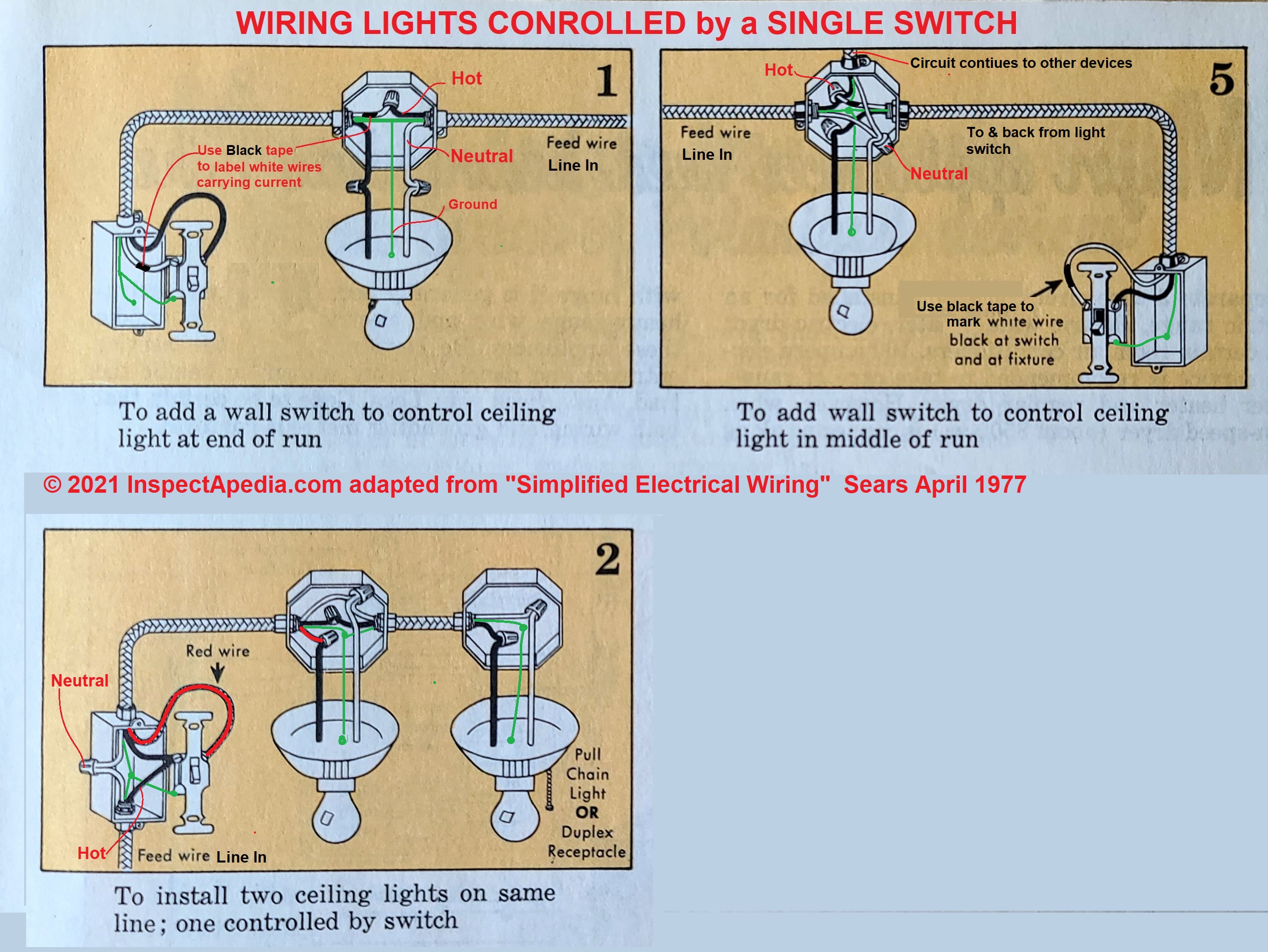 wiring a ceiling light switch