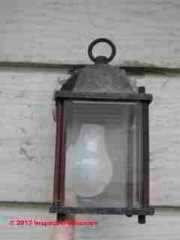 Unsafe outdoor lighting © D Friedman at InspectApedia.com 