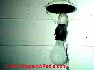 Unsafe outdoor lighting © D Friedman at InspectApedia.com 