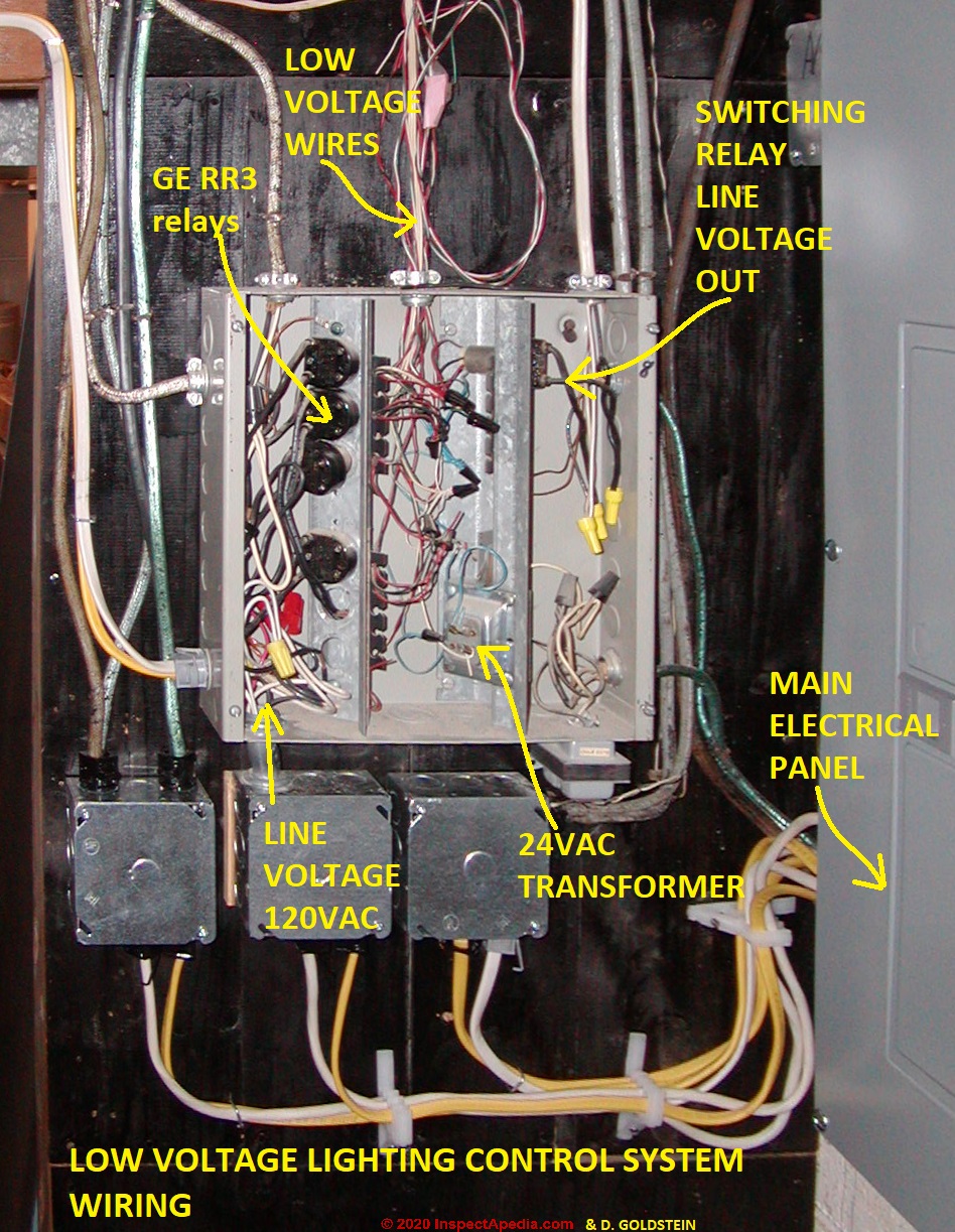 Low Voltage Electrical Wiring & Lighting Systems, Inspection & Repair Guide  Light Control Panel Wiring Diagram    InspectAPedia.com