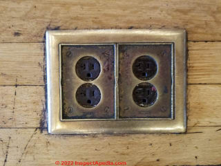 Floor receptacles with no protective cover - Mohonk Mountain House (C) Daniel Friedman at InspectApedia.com
