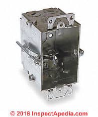 Old electrical work metal box replacement (C) Daniel Friedman at InspectApedia.com