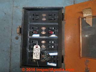 1930's Electrical Panel in a Huntingdon PA factory building  (C) InspectApedia.com LM