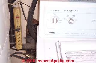 Electrical power strip at a washing machine (C) InspectApedia.com reader