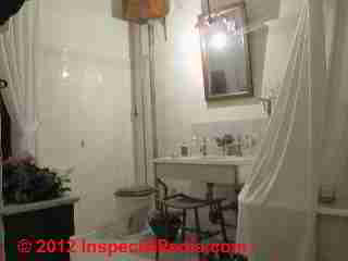 Bath light, poorly placed © D Friedman at InspectApedia.com 