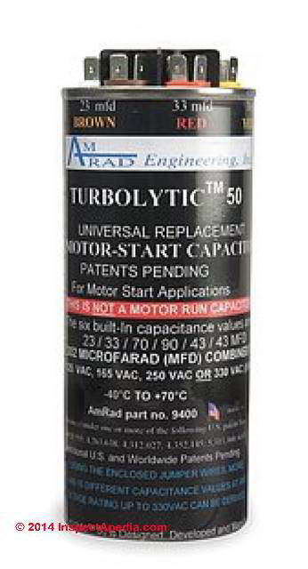 Single Phase Motor Run Capacitor Wiring Diagram from inspectapedia.com