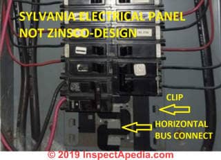 Sylvania electrical panel that is not a Zinsco bus nor circuit breaker design (C) InspectApedia.com D G