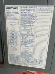Sylvania SLB20 electrical panel (C) InspectApedia.com Tom