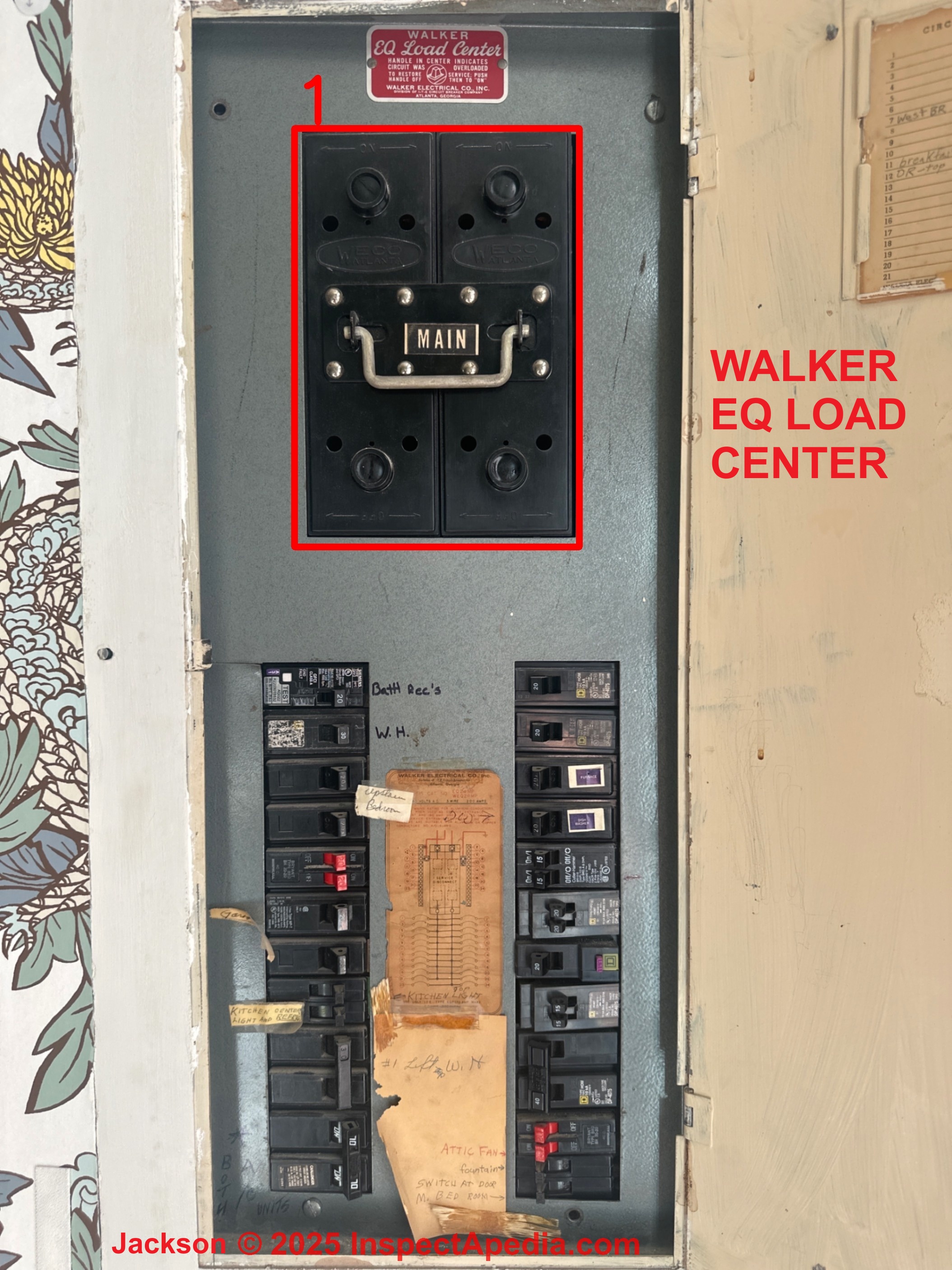Walker Electrical Panel (C) InspectApedia.com James
