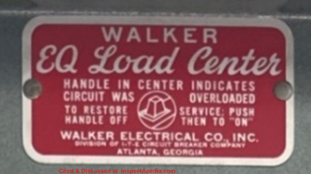 Walker Electrical Panel (C) InspectApedia.com James