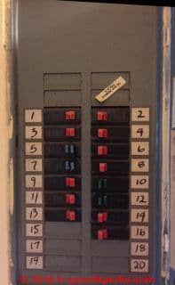 Westinghouse electrical panel identification (C) InspectApedia.com